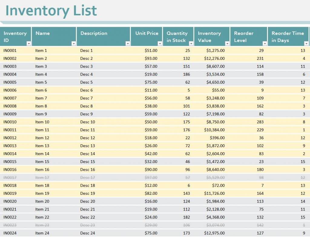 Inventory Spreadsheet Template and Inventory Management Excel Format Free Download