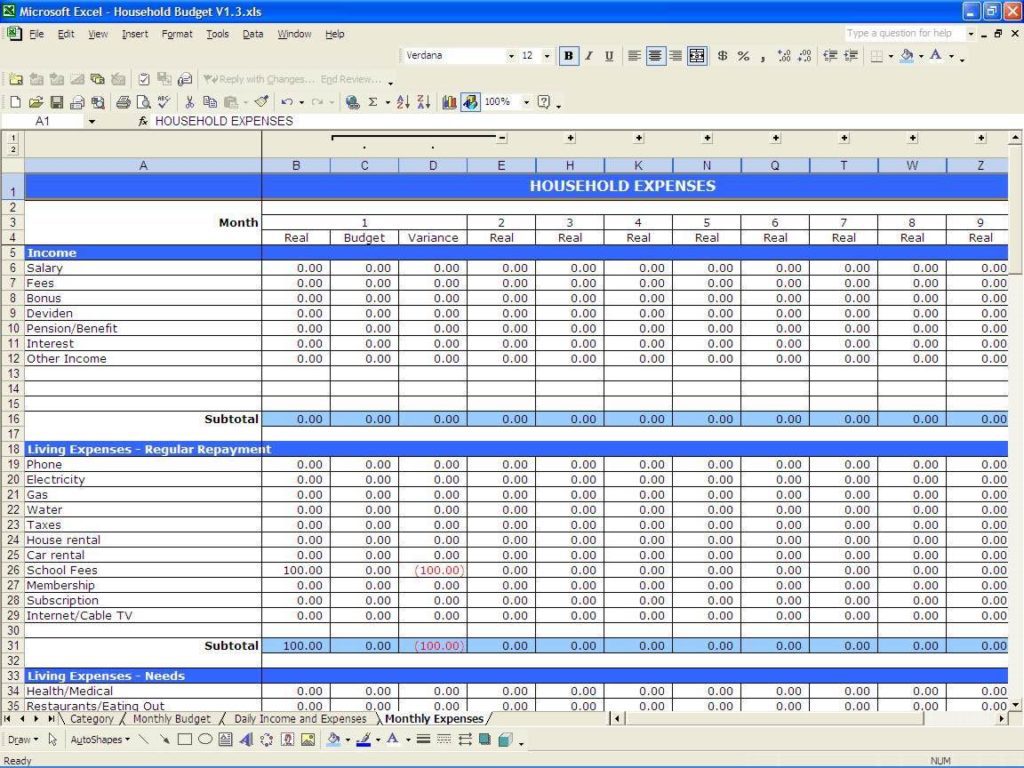 Template for Business Expenses with Spreadsheet for Recording Business Expenses
