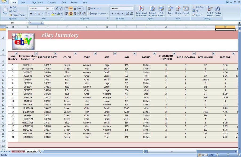 eBay Inventory Tracking Spreadsheet and Simple Inventory Tracking Excel Spreadsheet