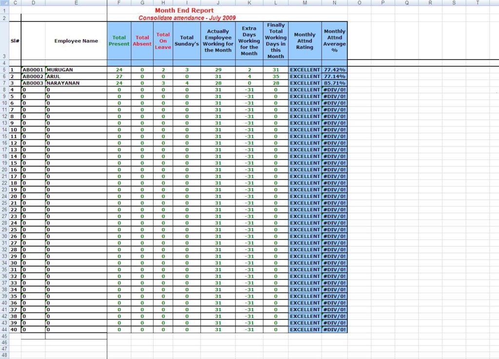 Excel HR Services And HR Attendance Excel Sheet