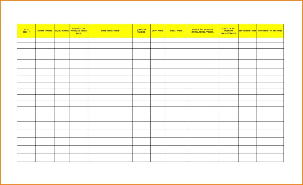 Excel Inventory Template With Formulas And Office Furniture Inventory Checklist