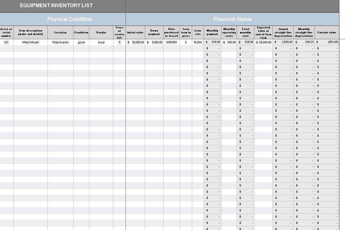 Fixed Asset Tracking Spreadsheet And Asset Management Excel Format Download