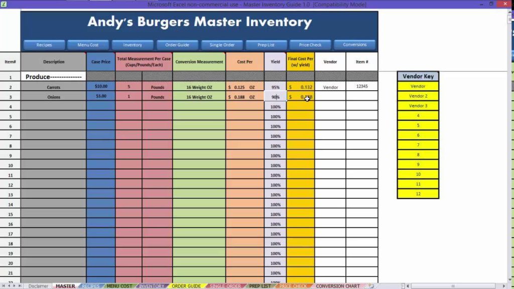 Food Pantry Inventory Spreadsheet And Food Inventory Balance Sheet