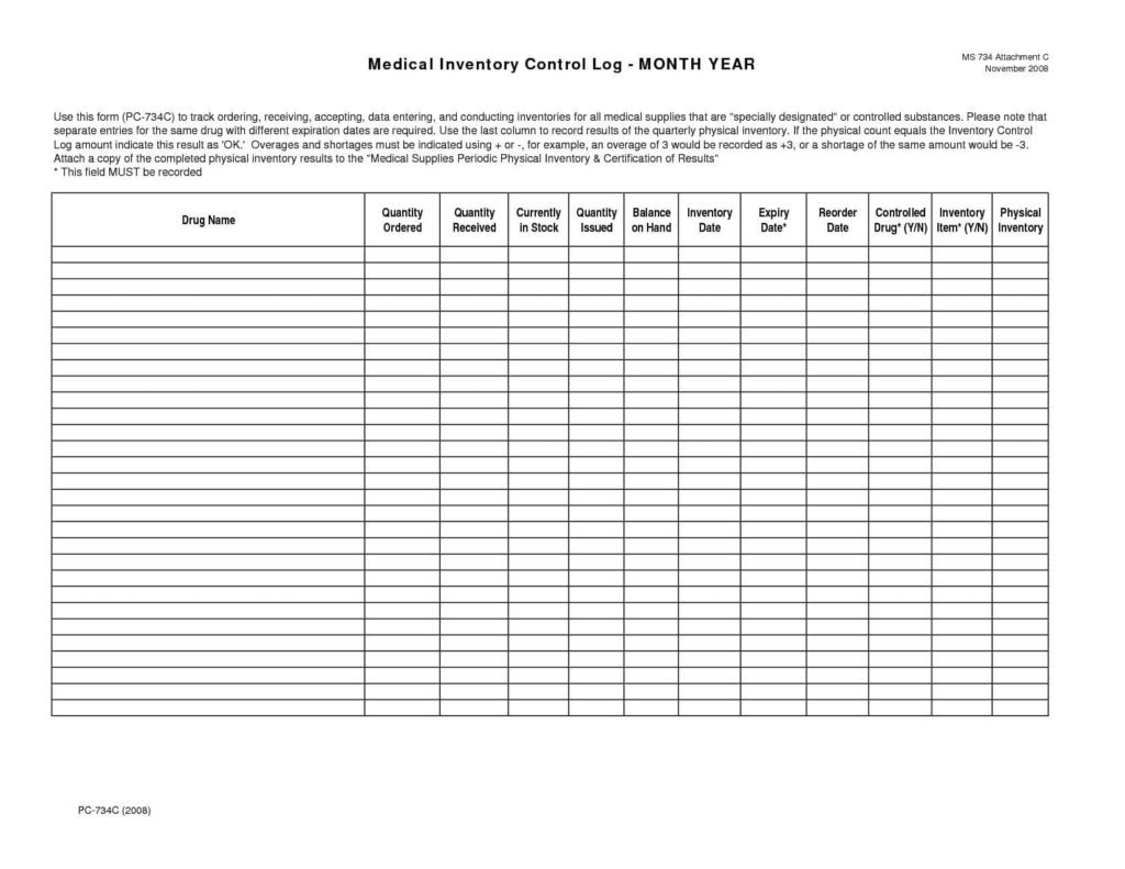 Medical Equipment Inventory Spreadsheet And Inventory Equipment List Spreadsheet