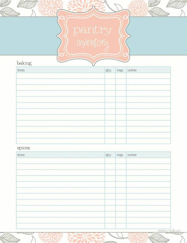 Printable Food Inventory Sheet And Printable Inventory List Template