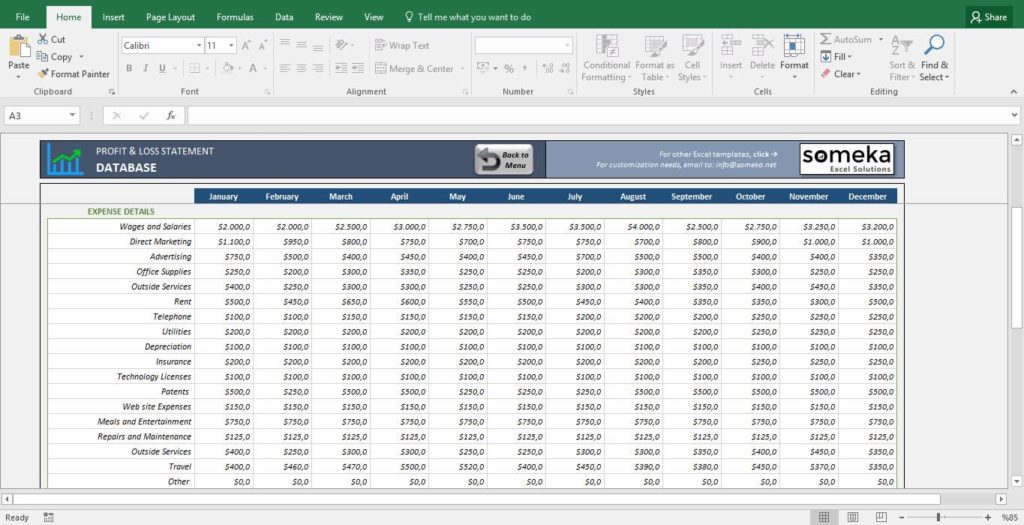 Profit and Loss Percentage Worksheet with Profit and Loss Report Excel