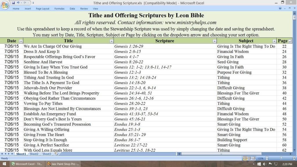 Tithing Spreadsheet Example And Church Offering Counting Form