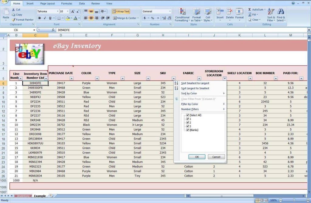 Example Of Excel Inventory Spreadsheet And Inventory Excel Formulas