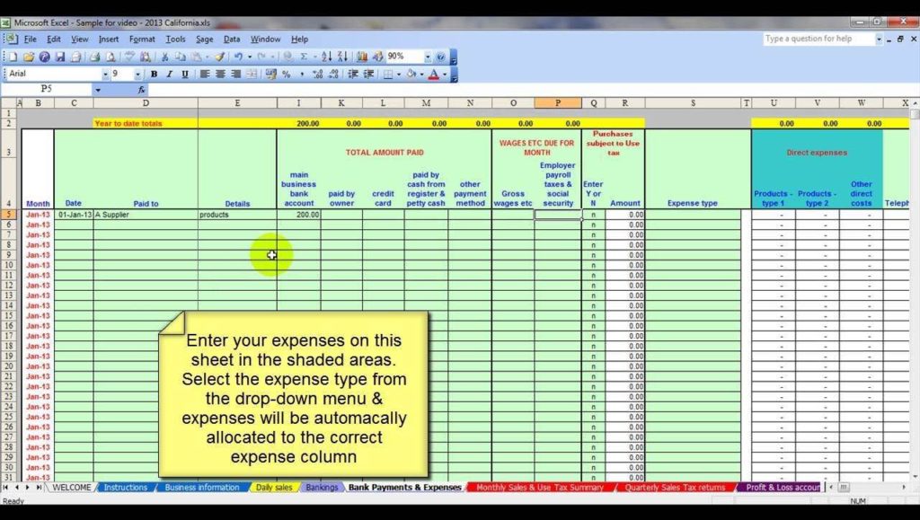 Excel Spreadsheet For Business Expenses Free And Start Up Business Budget Template