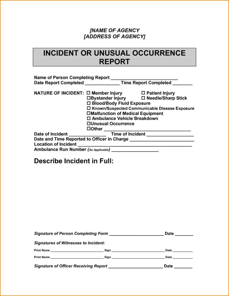 Free Sample Incident Report Form Templates And Samples Of Incident Reports In School