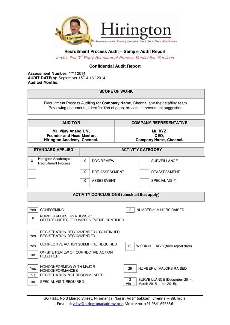 Sample Audit Report Pdf And Sample Audit Report For Small Business