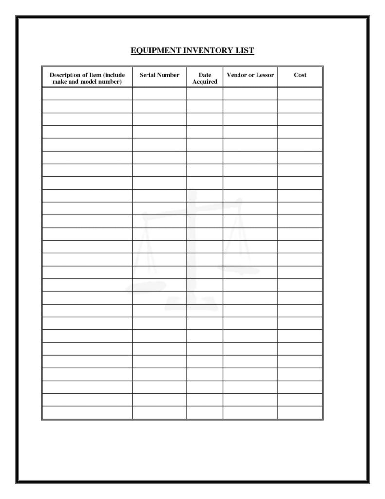 Sample Liquor Inventory Sheet And Sample Inventory Control Sheet