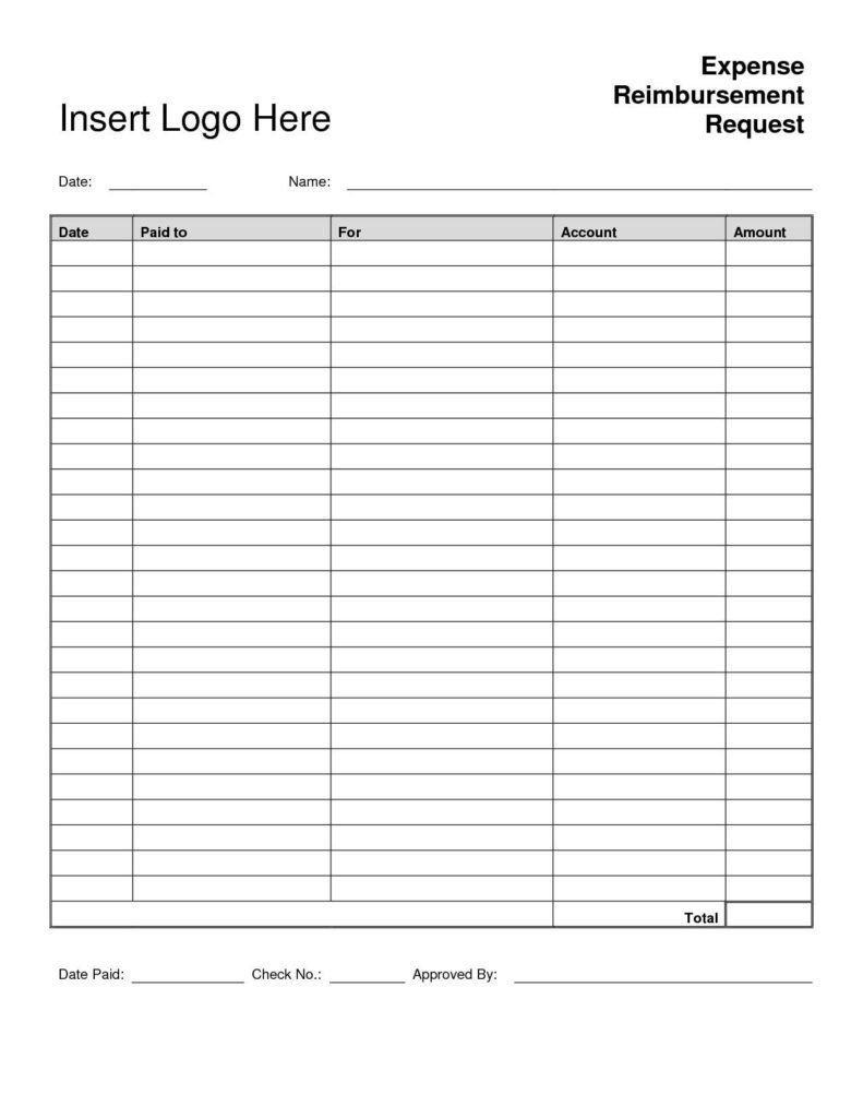 Sample Personal Expense Report Form And Free Printable Business Expense Sheet