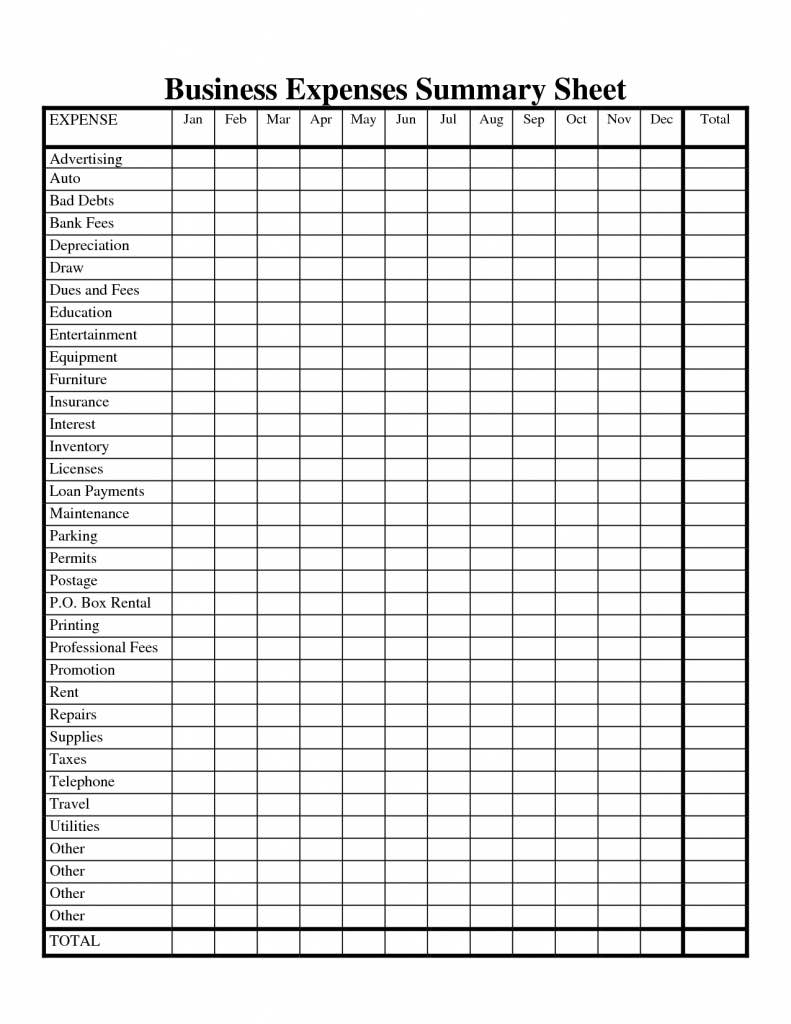 Spreadsheet For Business Expenses And Template For Monthly Business Expenses