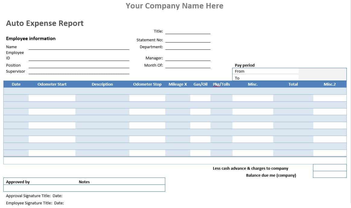 Expense Report Template Canada And Free Expense Report Template Downloads