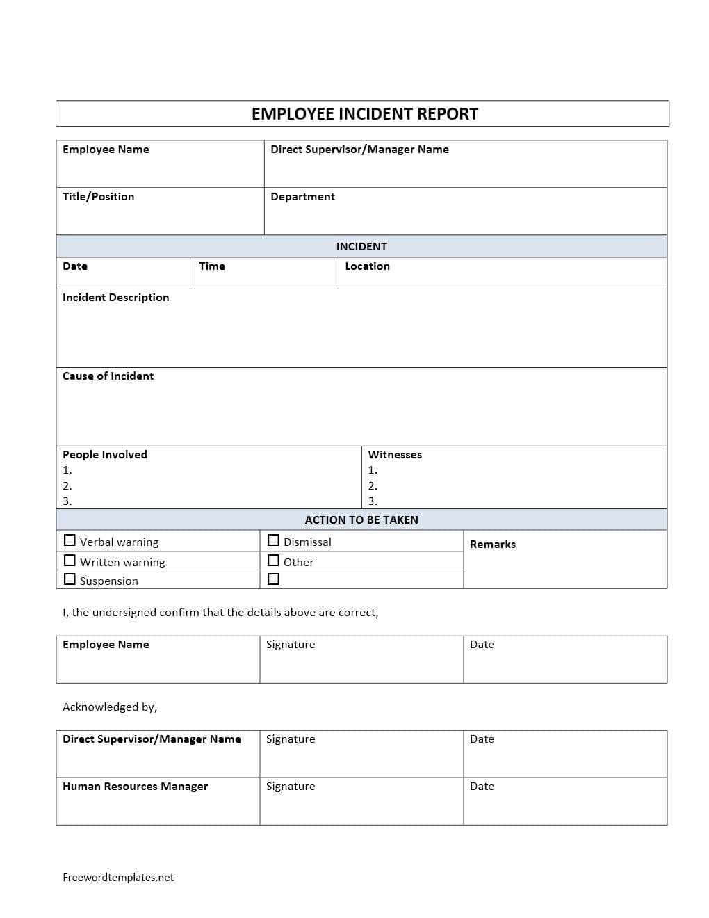 Information Security Incident Response Form And Security Incident Report Form