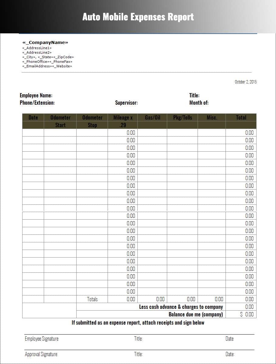 Sample Monthly Expense Report Excel And Monthly Expense Report Template Excel