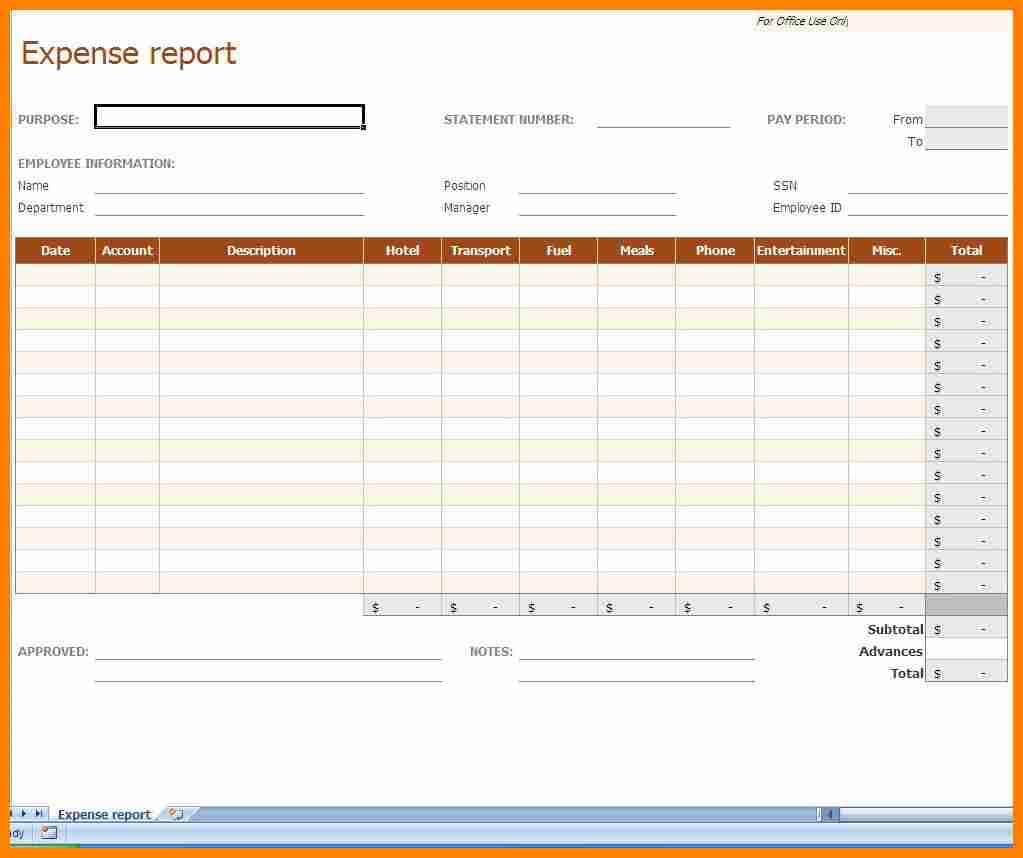 Sample Of Expense Report In Excel And Expense Report Excel Sample