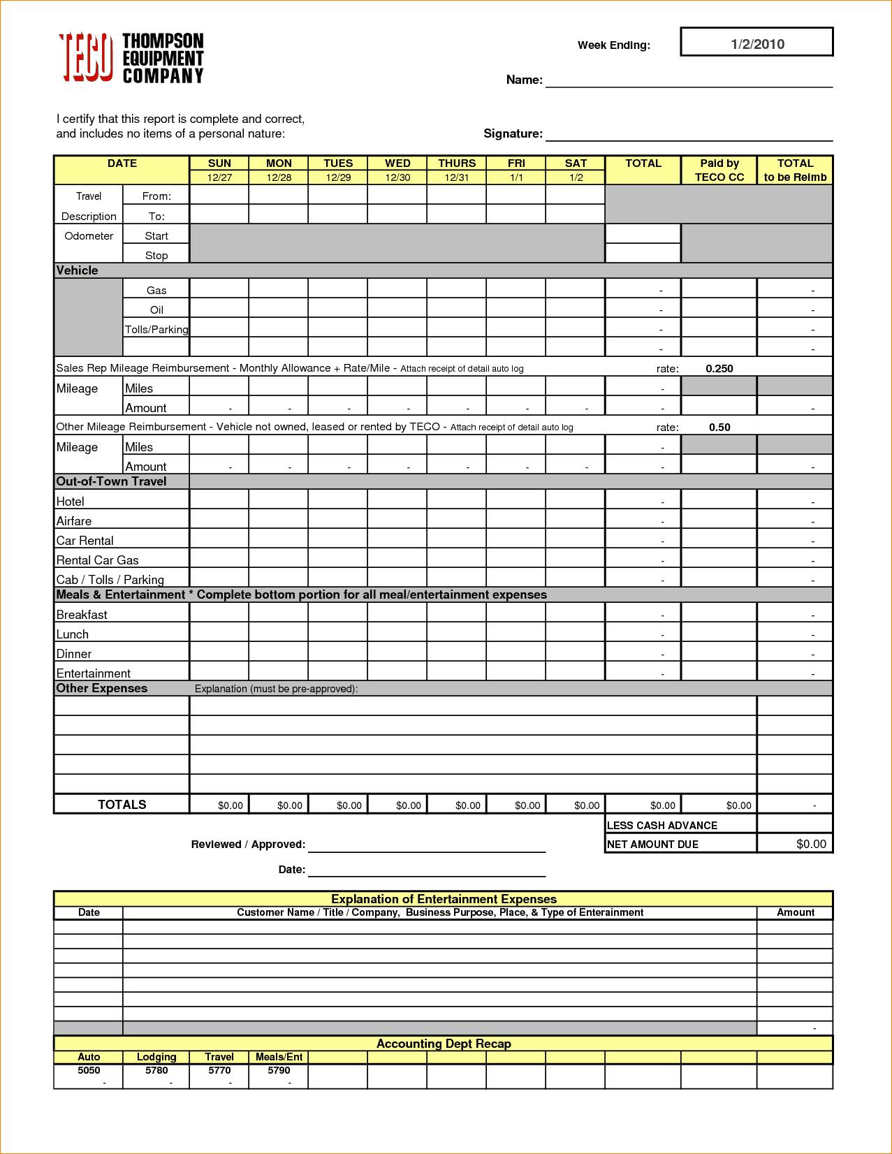 Free Expense Report Form Pdf And Expense Report Template Excel