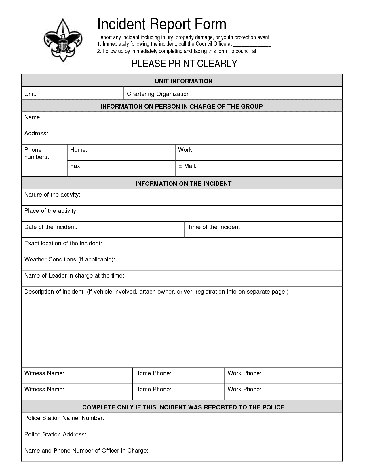 General Incident Report Form Template And Physical Security Incident Reporting Procedure