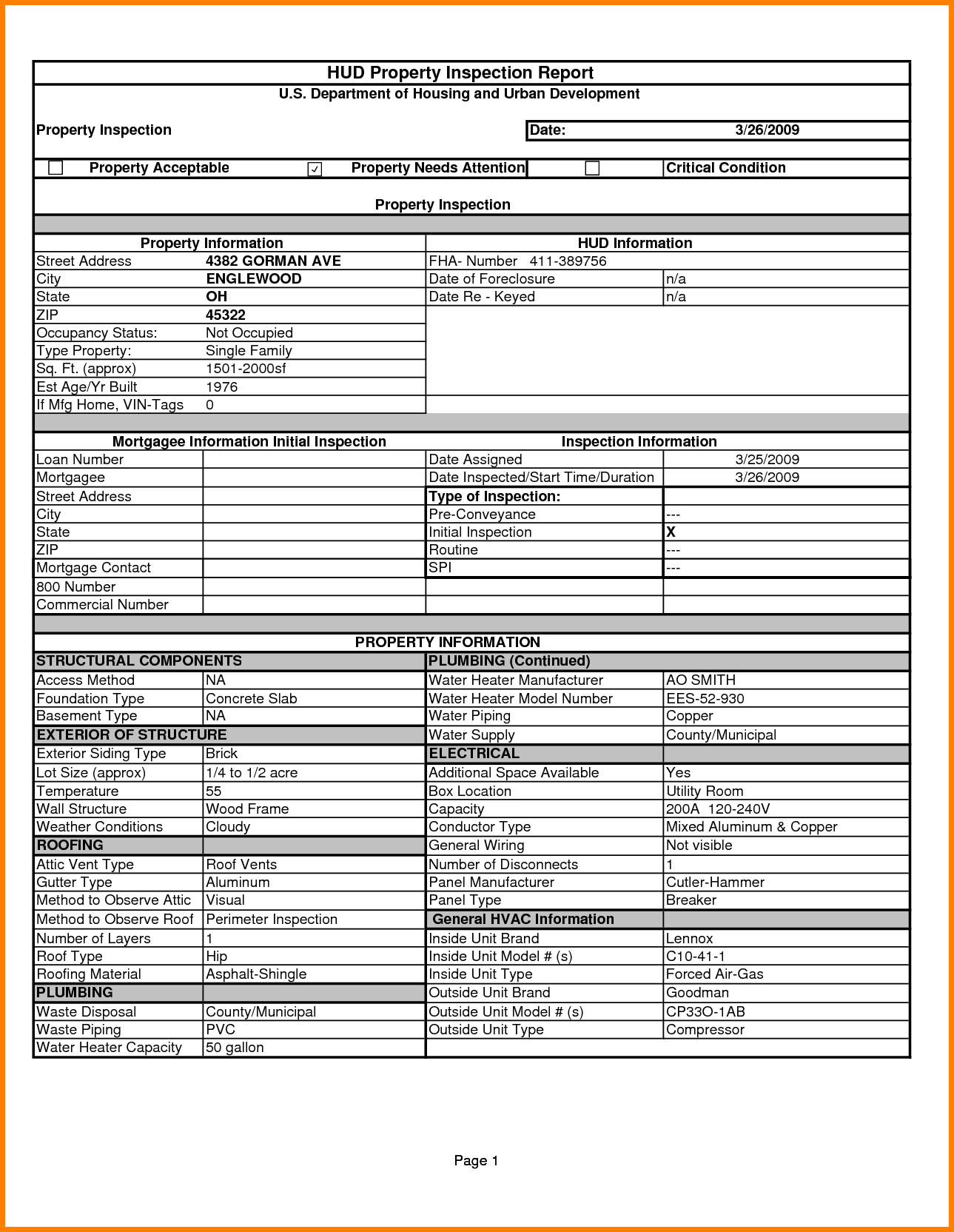 HVAC Inspection Report Sample And HVAC Inspection Checklist Form