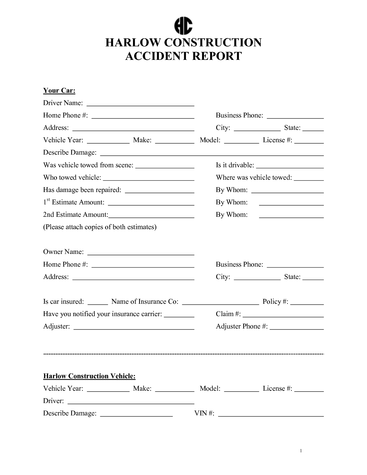 Incident Report Form Template Word And Construction Accident Reports Forms