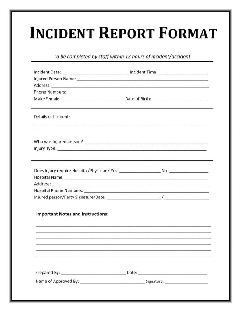 Incident Report Sample In Workplace And Physical Security Incident Report Form