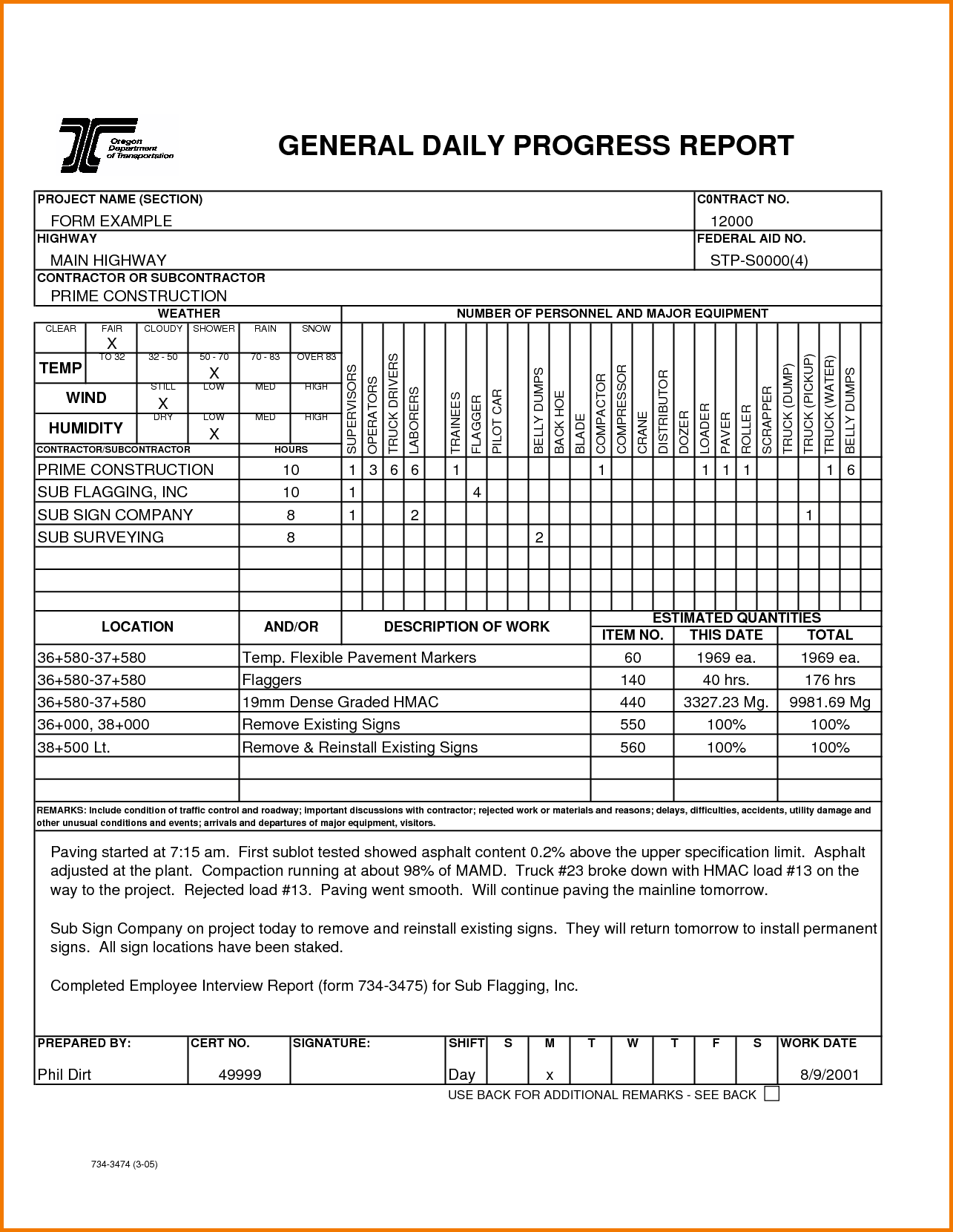 Construction Progress Report Template Free And Construction Daily Report Template Excel