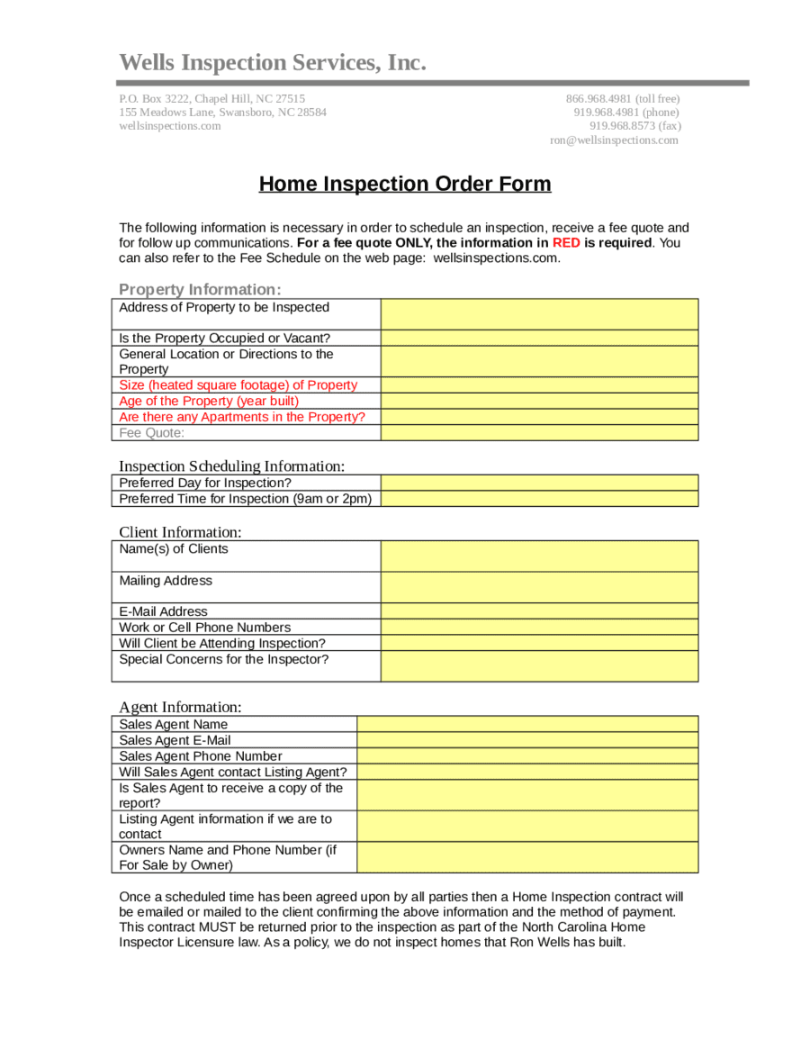 Fillable Home Inspection Report And Home Inspection Report Checklist