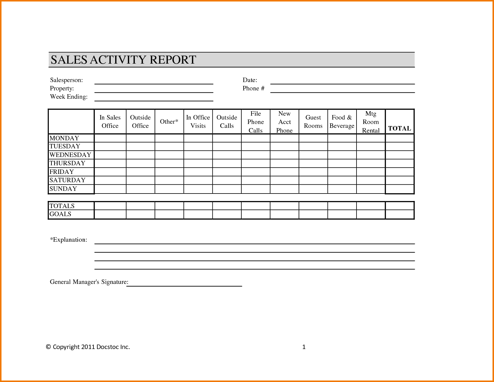 Free Daily Sales Report Format And Daily Sales Call Report Template Free Download