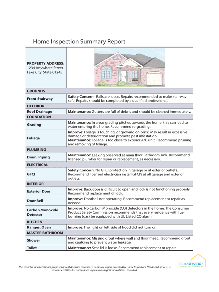 Free Home Inspection Report Form Pdf And Template For Home Inspection