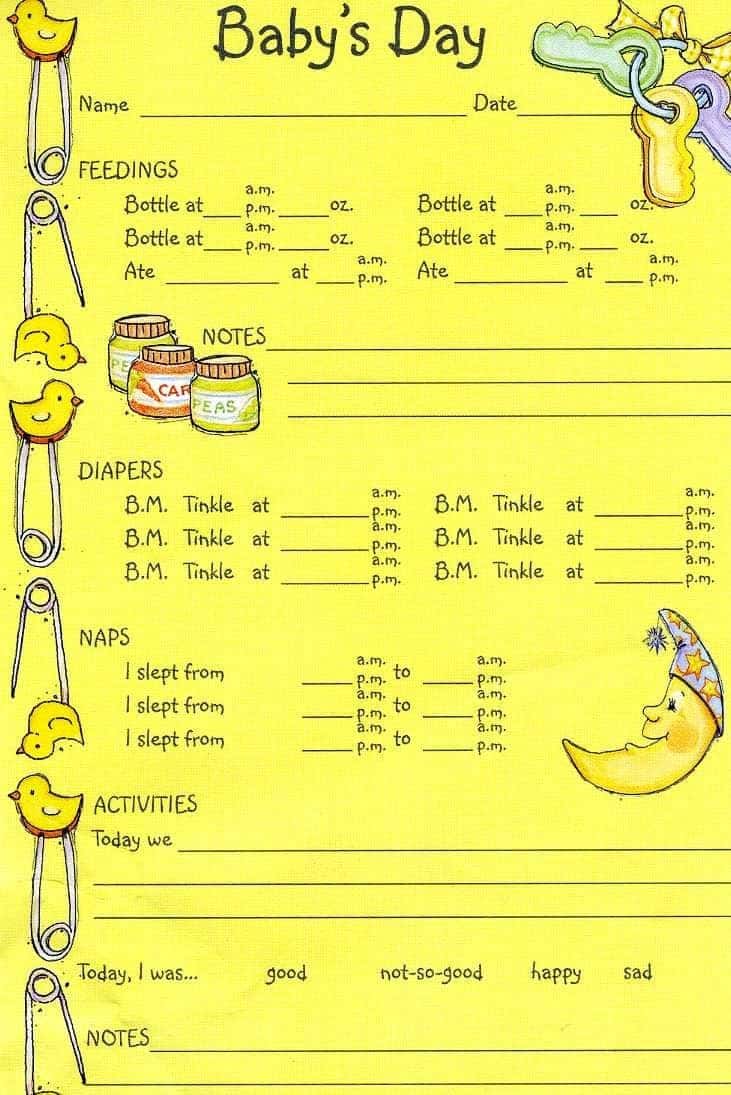 Toddler Daily Report Pdf And Child Care Daily Report Sheets