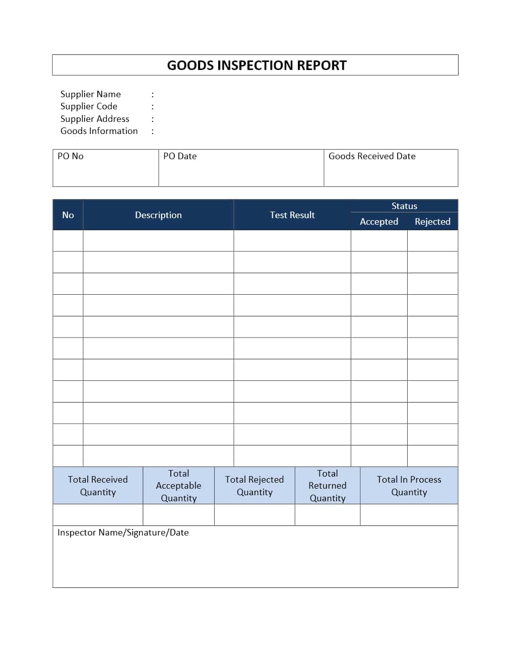 Vehicle Inspection Report Template And Vehicle Inspection Report Template Download