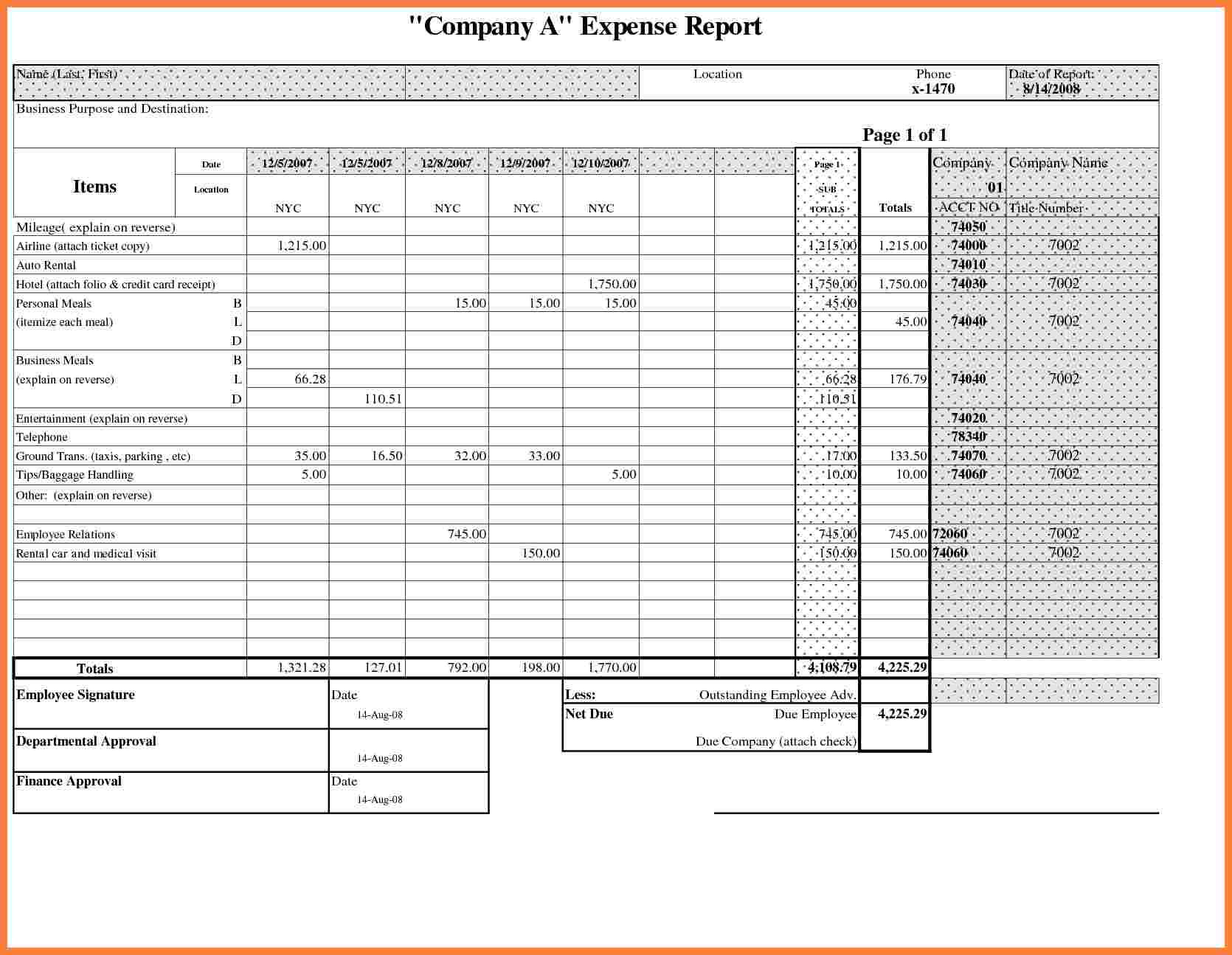 Business Expense Report Template And Excel Expense Report Template Free Download