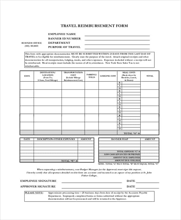 Company Travel Policy And Procedure And Sample Expense Report For Small Business