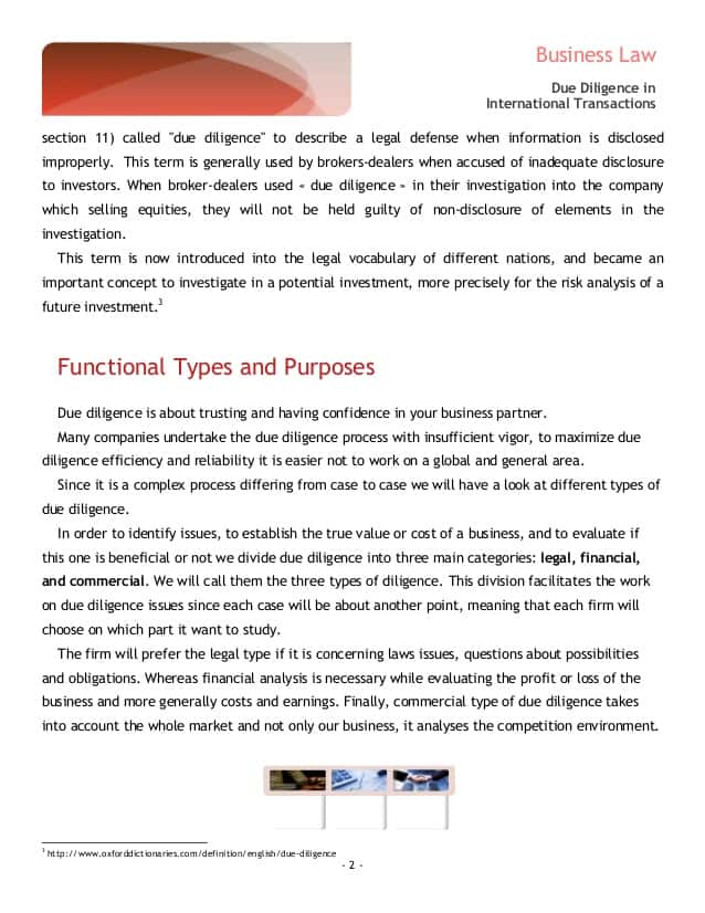 Due Diligence Report Sample Pdf And Due Diligence Report Format In Word