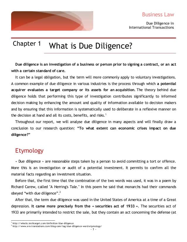 Due Diligence Report Template And Due Diligence Report Format Rbi