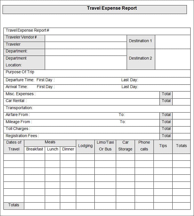 Employee Expense Report Template And Business Trip Expense Report Excel