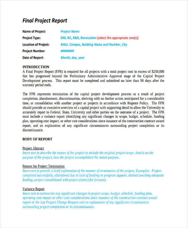 Example Abstract Final Project Report And Example Of Final Year Project Report Pdf