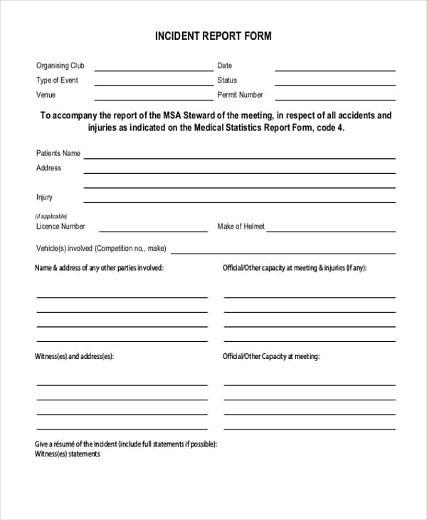 Example Of An Incident Report In The Workplace And Example Of An Incident And Arrest Report