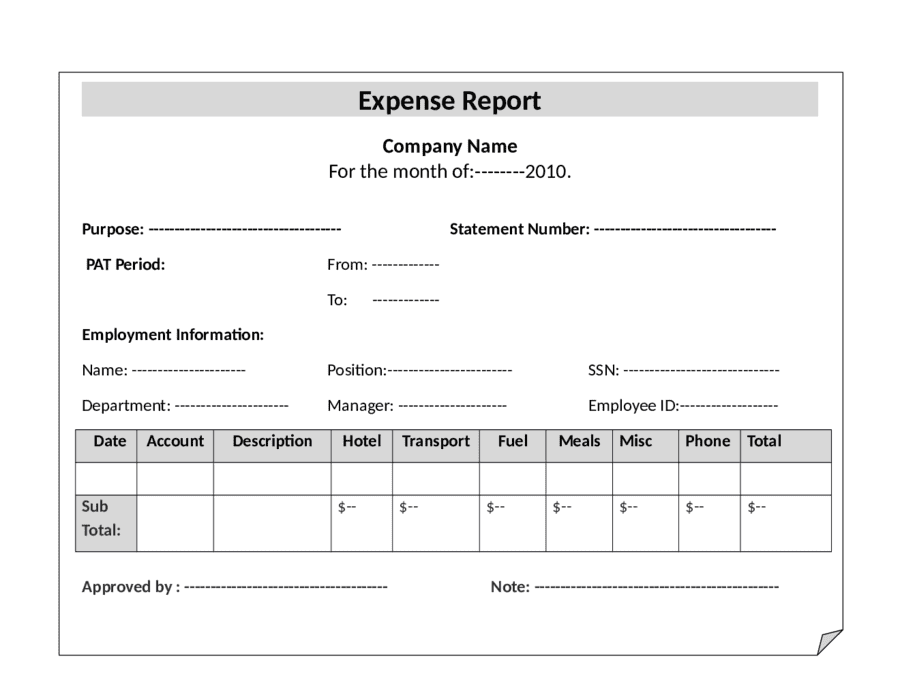 Example Of Church Expense Report And Monthly Expense Report Template Excel