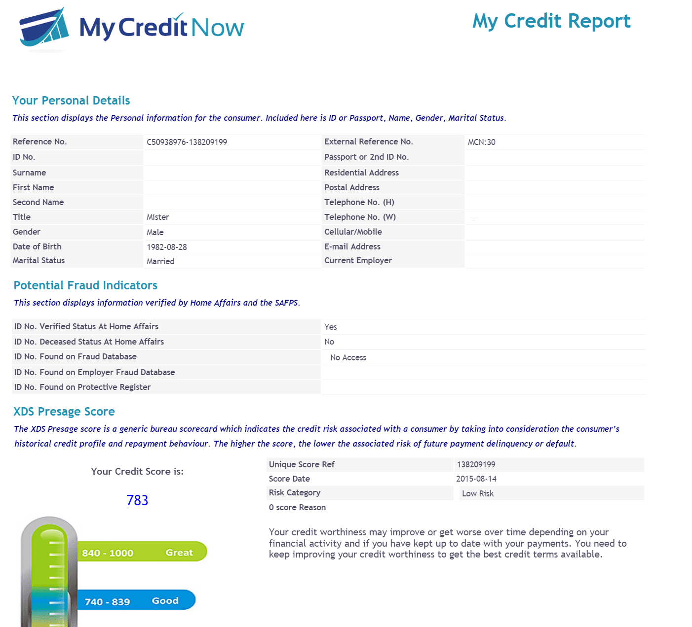Example Of Credit Investigation Report And Example Of Notice Of Correction On Credit Report