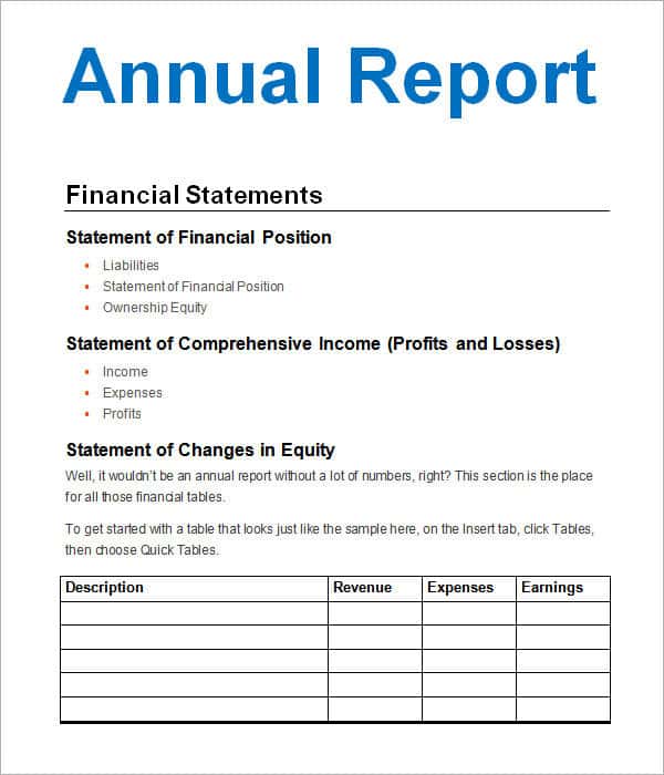 Example Of Financial Report Analysis And Examples Of Financial Summary Reports