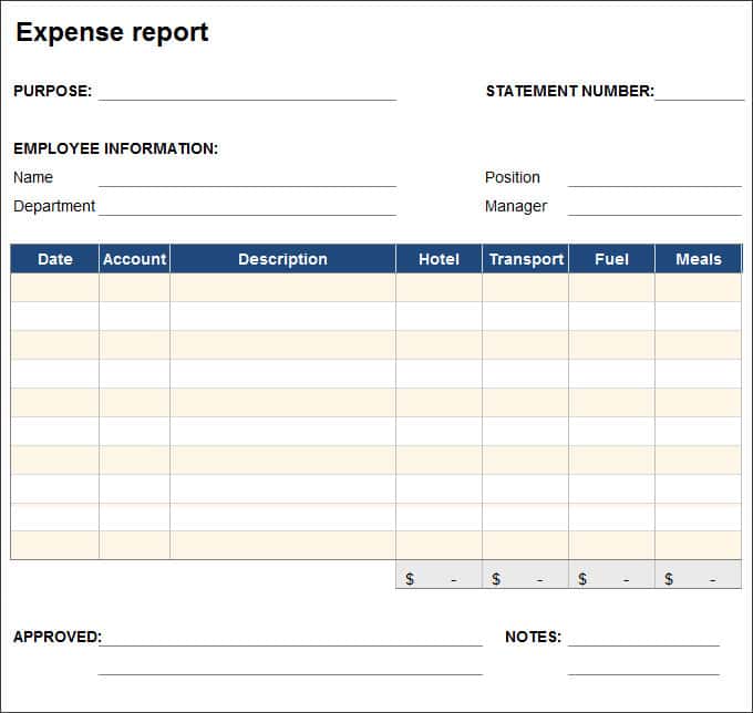 Example Of Home Expense Report And Expense Report Template Word