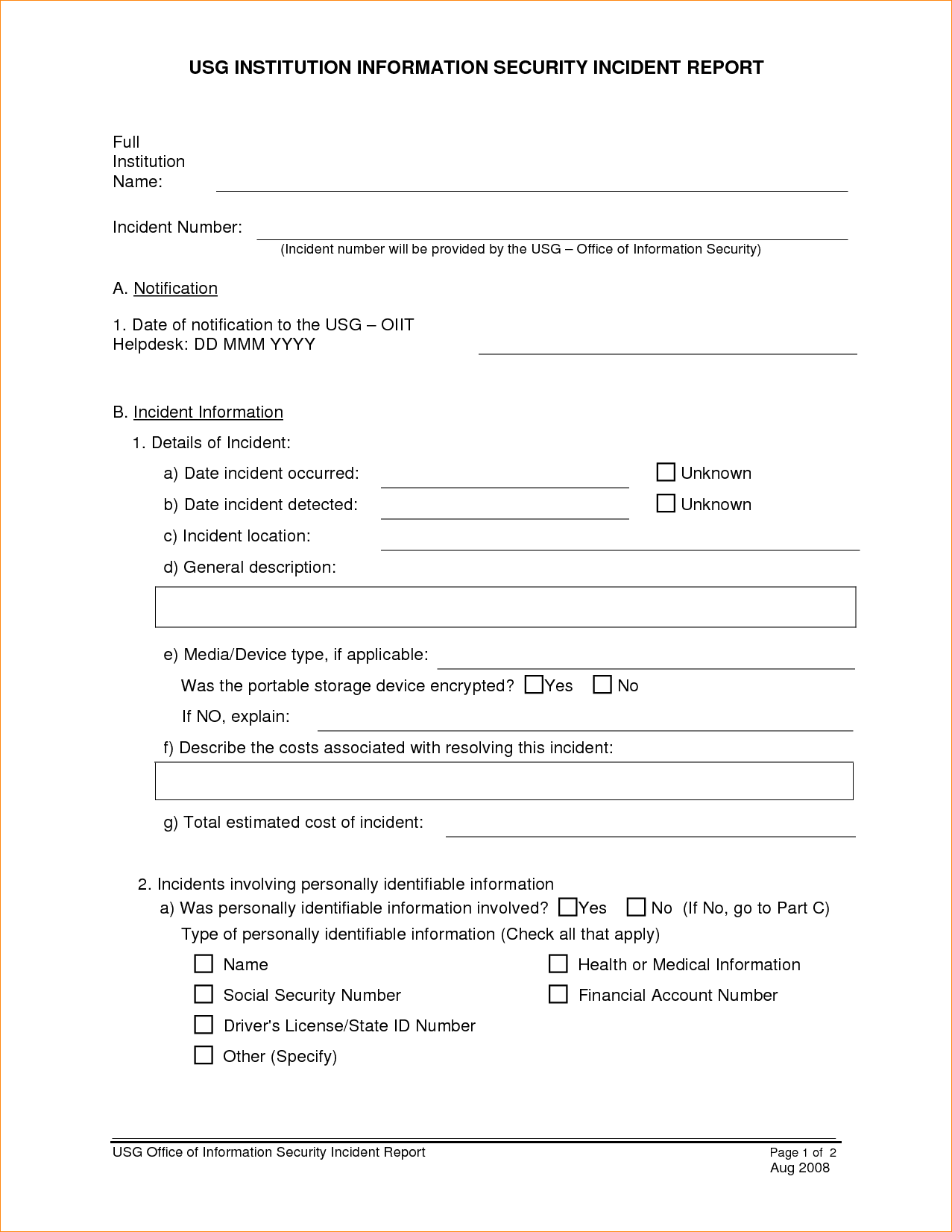 Example Of Incident Report Of Security Guard And Incident Response Checklist