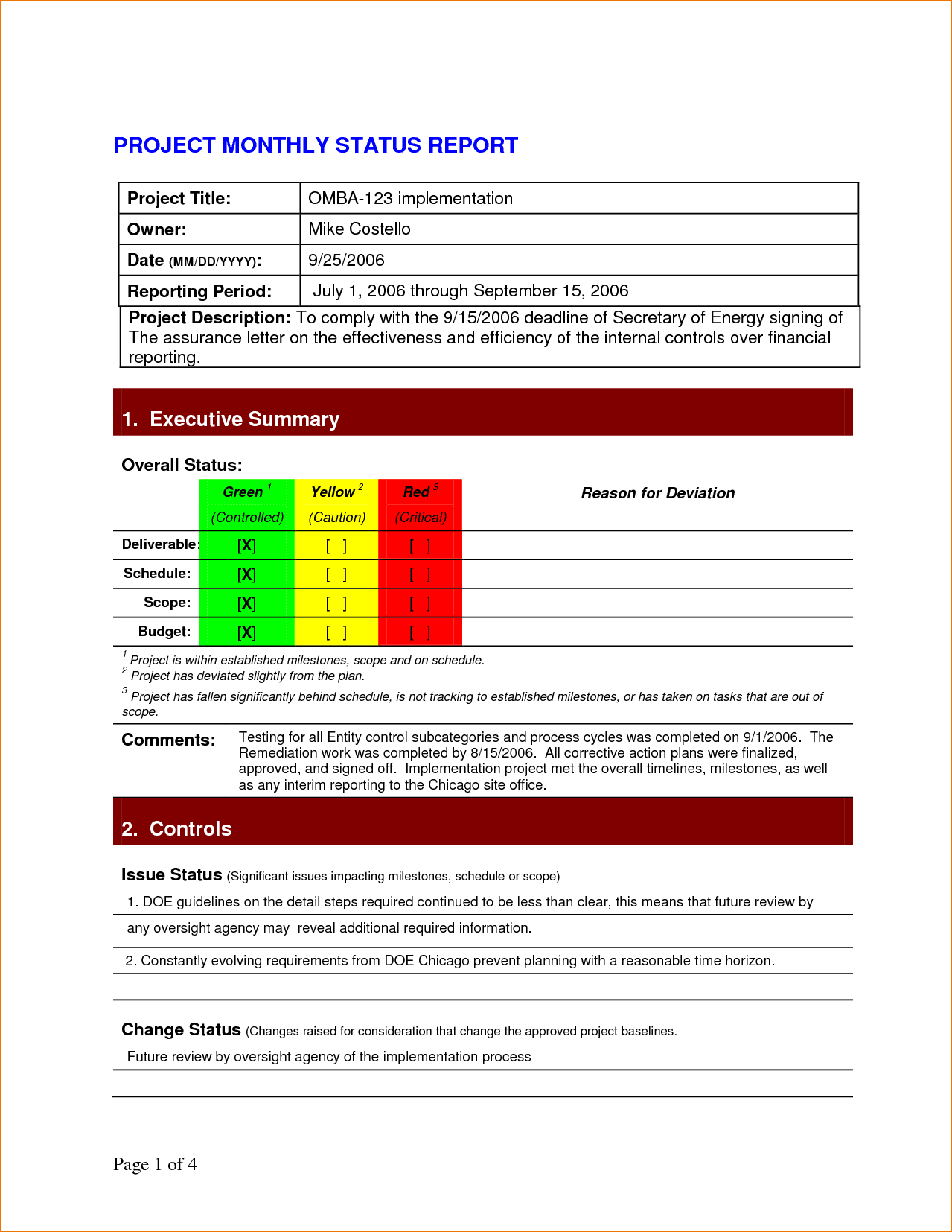 Example Of Project Evaluation Report And Example Of Project Management Status Report