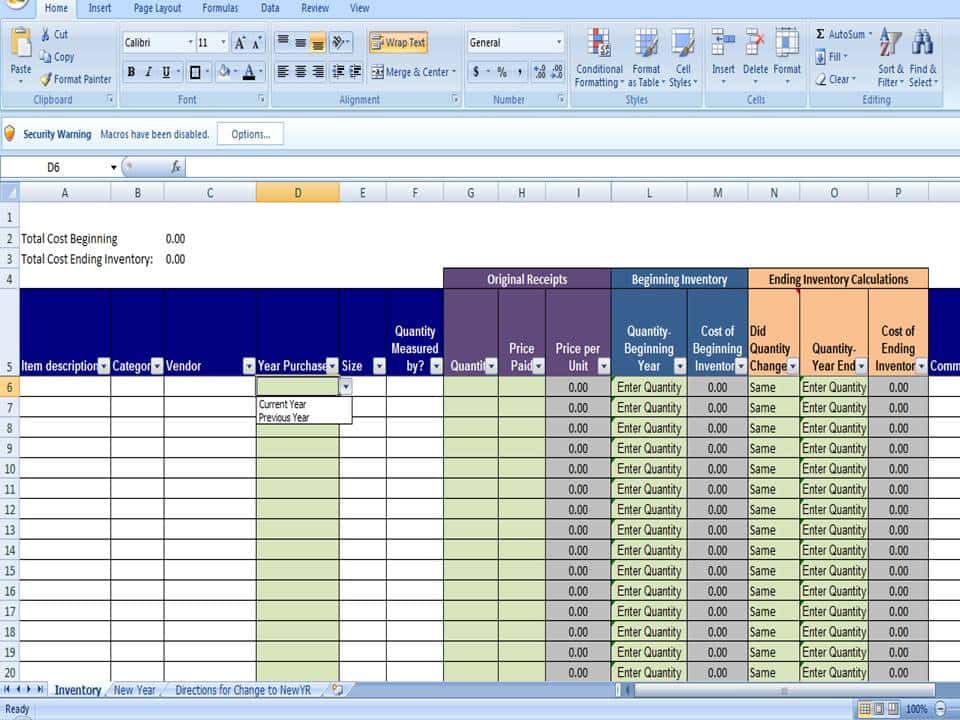 Examples Of Inventory Templates And Inventory Excel Formulas