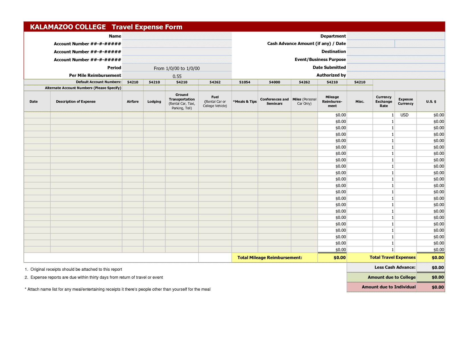 Free Itemized Expense Report Template And Itemized Monthly Expenses List Template