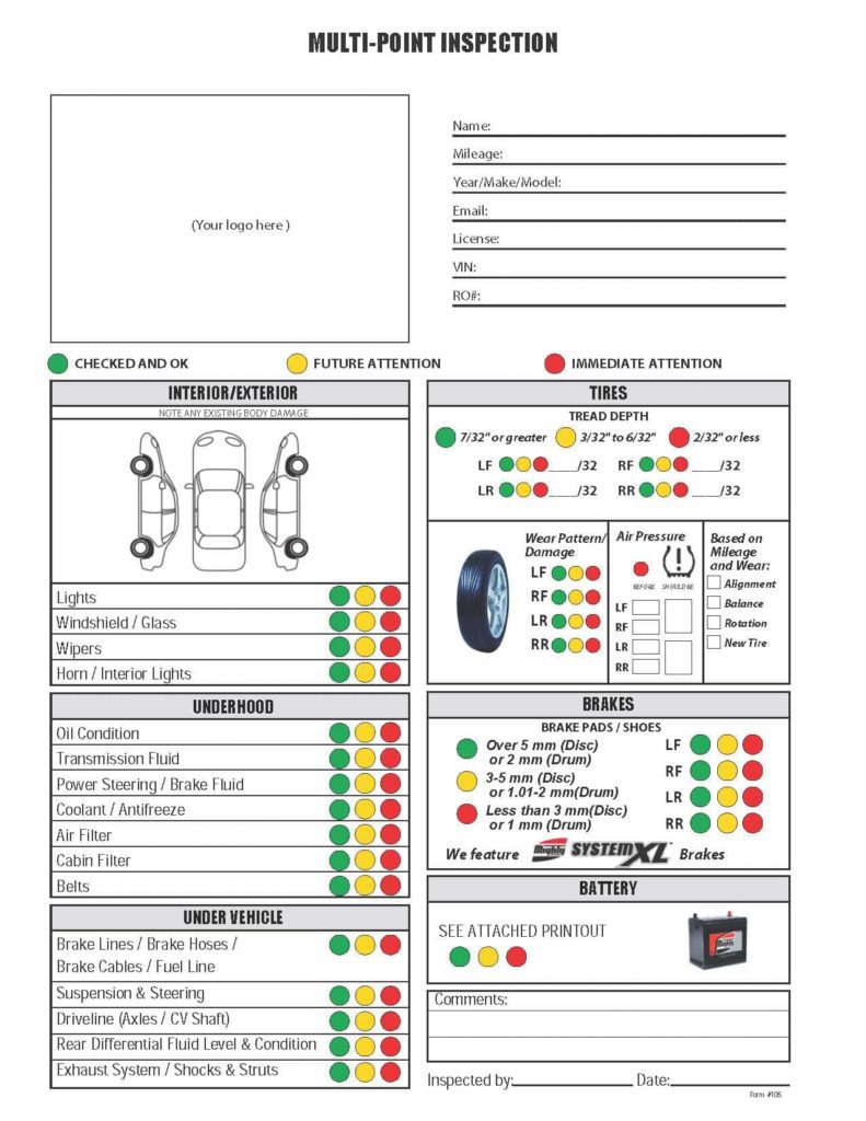 Free Vehicle Inspection Form Template And Vehicle Inspection Report Texas