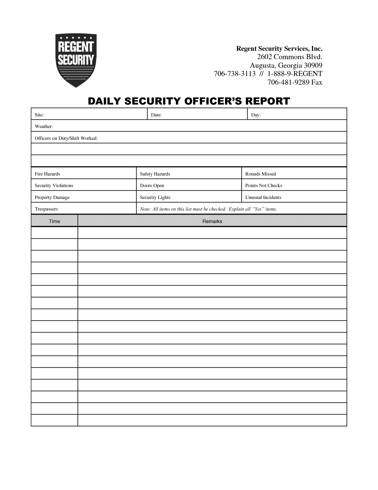 Incident Report Example For Security Guard And Security Patrol Report Example